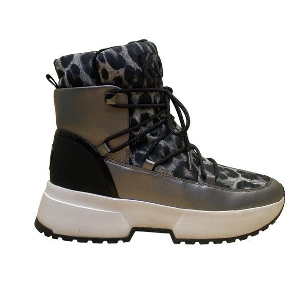 Michael Kors Women’s Black & Grey Leopard Print High-Top Boots Approx. Sz 8/8.5 - Picture 1 of 9